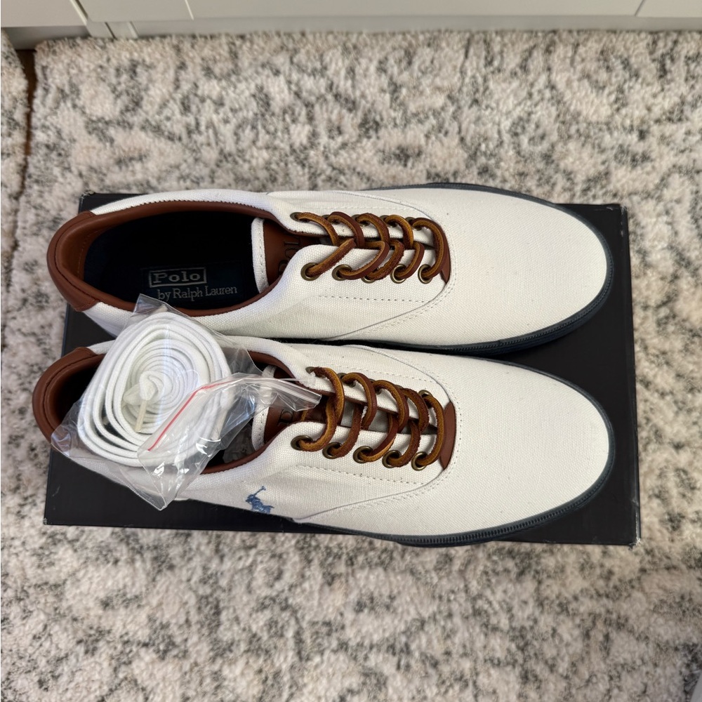 Polo by Ralph Lauren White and Dark Brown Sneakers - Picture 4 of 6